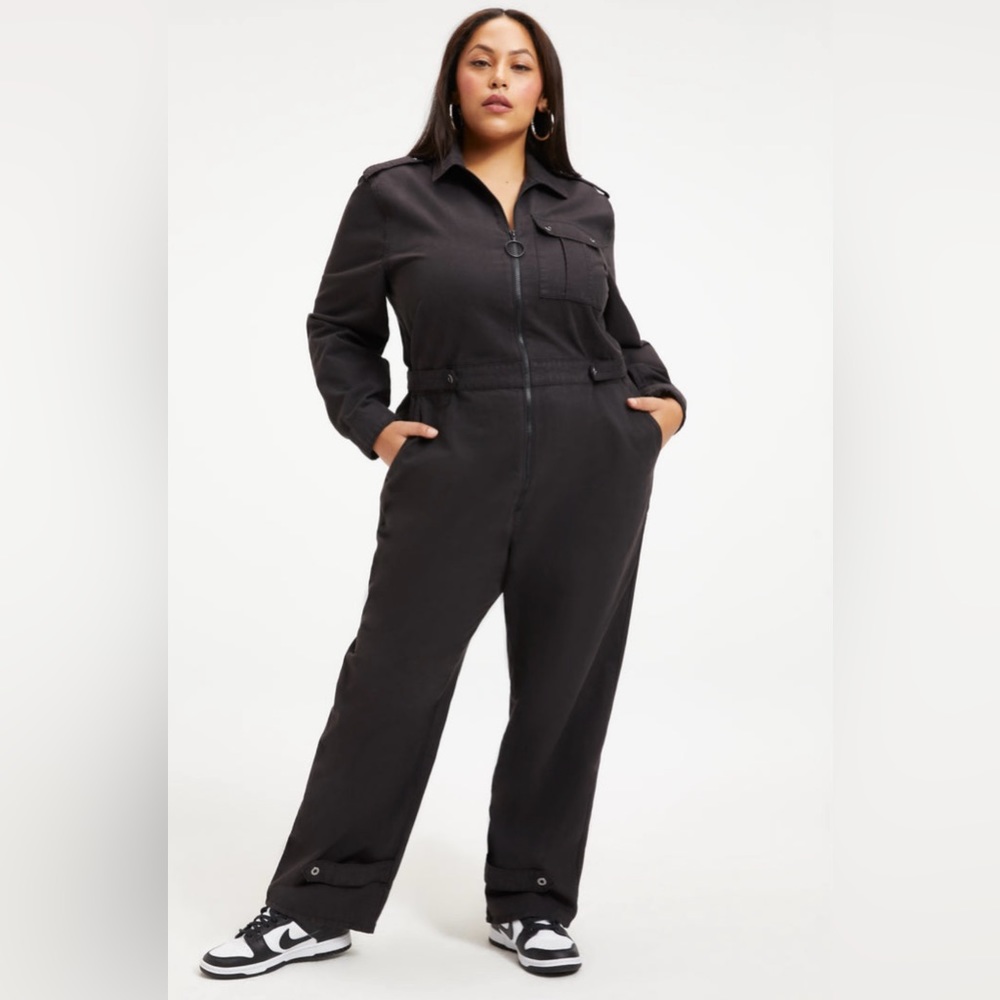 Good American Desert Flight Utility Jumpsuit in Black, Size 6 (3X)